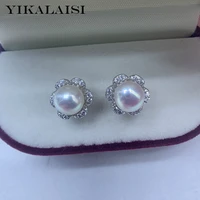 yikalaisi earrings jewelry for women 7 8mm oblate natural freshwater pearl earrings 2021 new wholesales