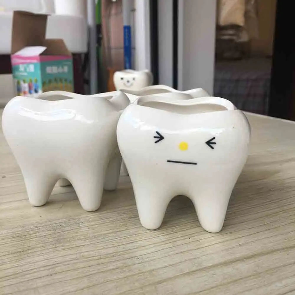 Милый зуб горшок ваза креативная керамическая мультфильм цветочный для
