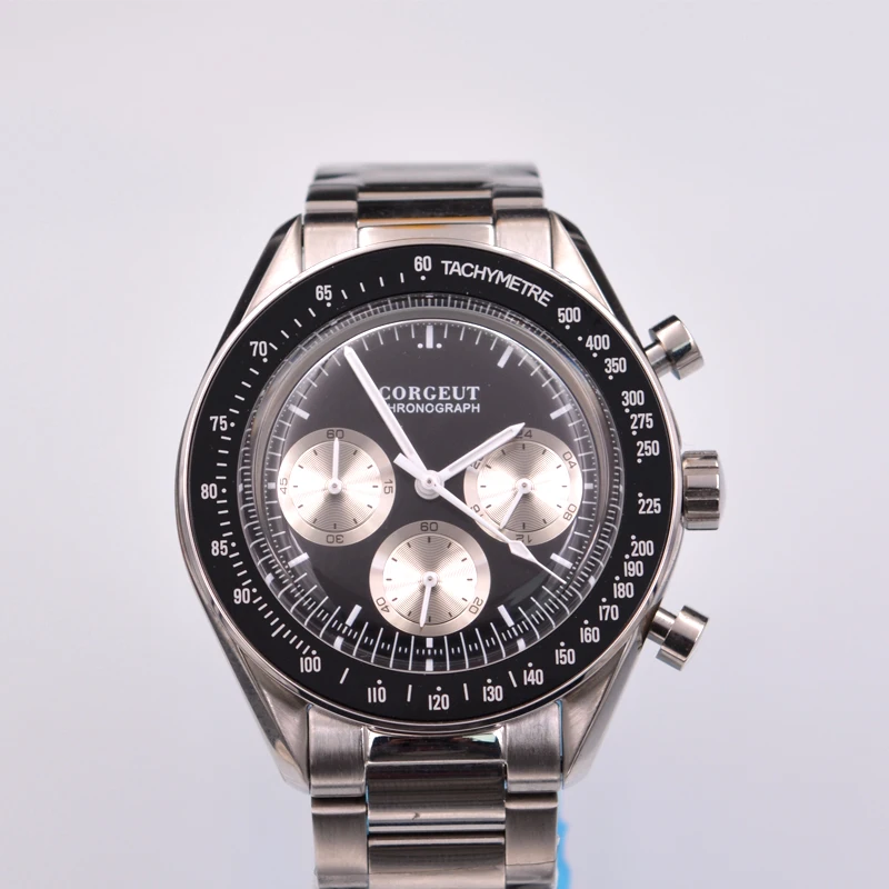 Corgeut 40 мм хронограф кварцевые мужские часы с ремешком D87|Кварцевые часы| |
