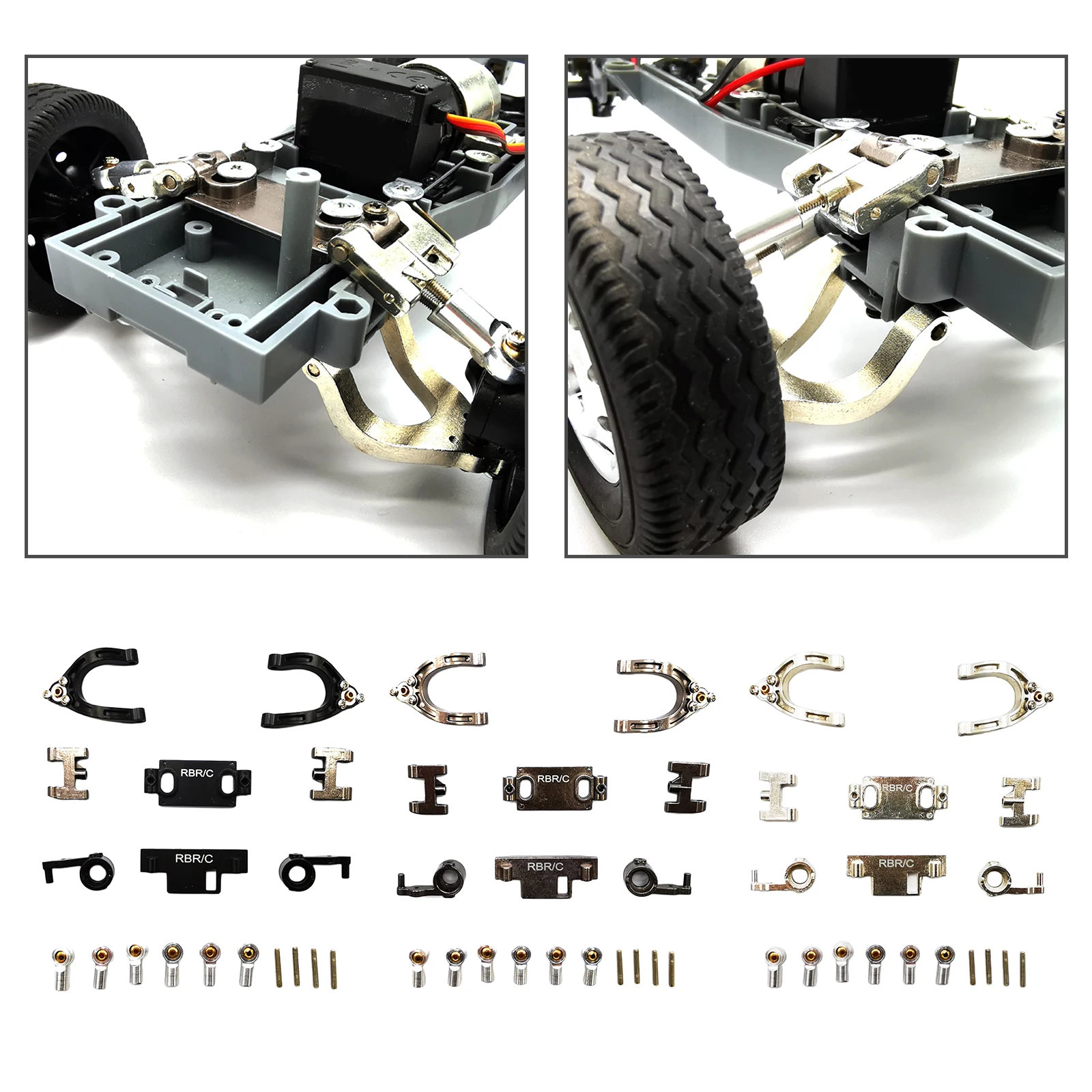 

Alloy Upper Lower Swing Arms Hub Carrier Steering For WPL D12 RC Car, Retrofit and Upgrade,Improve Appearance and Performance