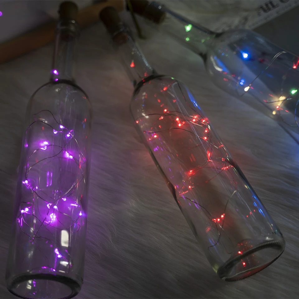 

2M 20LEDs LED Wine Bottle Lights Cork Shape Silver Wire Colorful Mini String Lights For Indoor Outdoor Wedding Christmas Lights