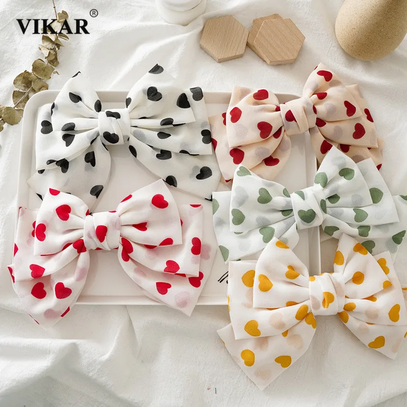 VIKAR 2020 модные шифоновые заколки для волос с большим бантом женщин милые принтом в