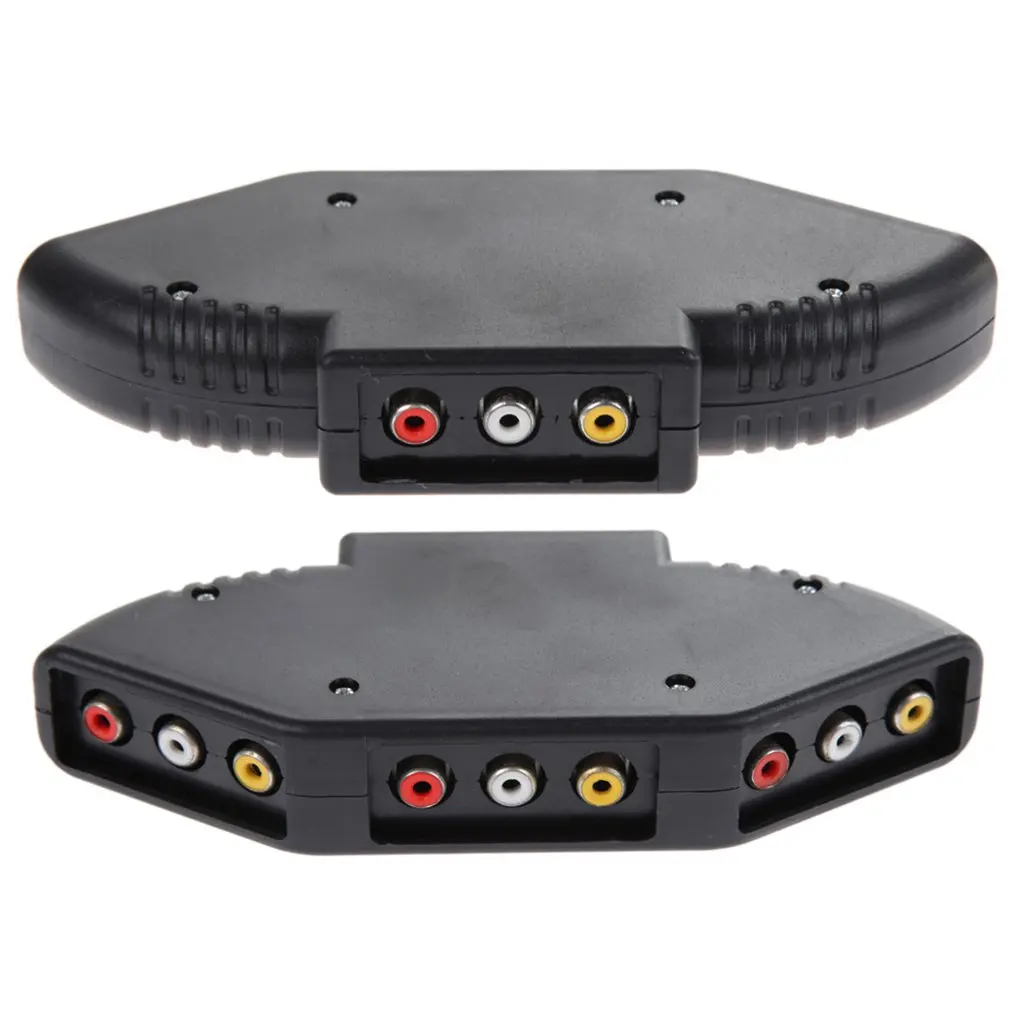 3-полосный Аудио Видео AV RCA черный переключатель сплиттер с/3 кабелем | Электроника