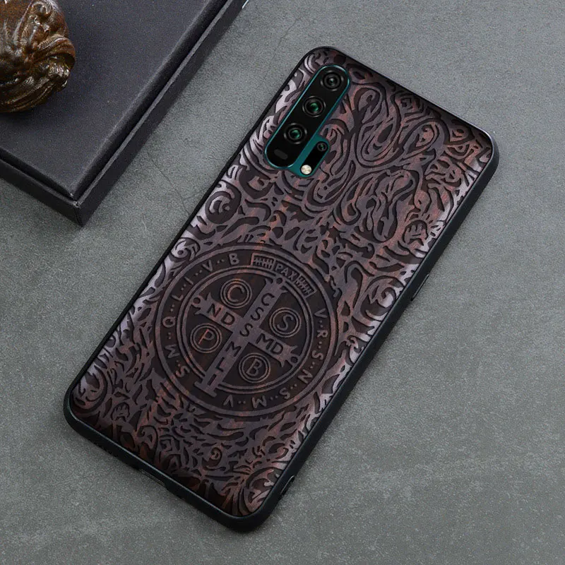 4 Чехол Honor 20 Pro черное дерево чехол для huawei Honor 20 резной ТПУ бампер Деревянный чехол для huawei Honor 20 Pro - Цвет: 4