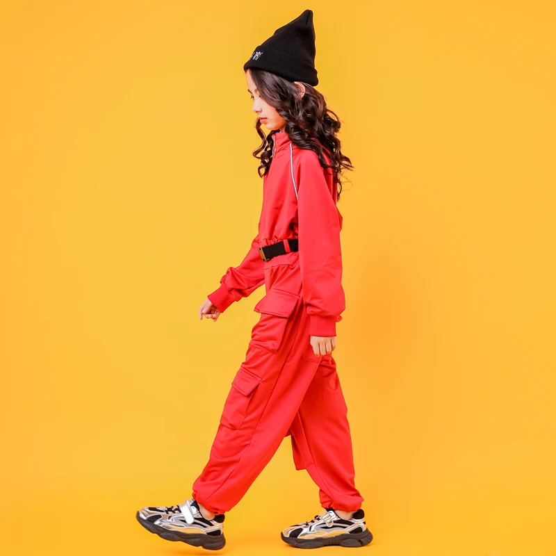 Детская одежда в стиле хип хоп Одежда для девочек красное пальто укороченные