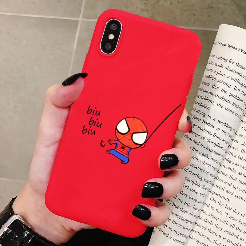 Чехол для телефона XiaoMi RedMi Note 8 7 6 5 K20 Pro Человек-паук Marvel матовый Силиконовый чехол s мягкая задняя крышка - Цвет: P1Red