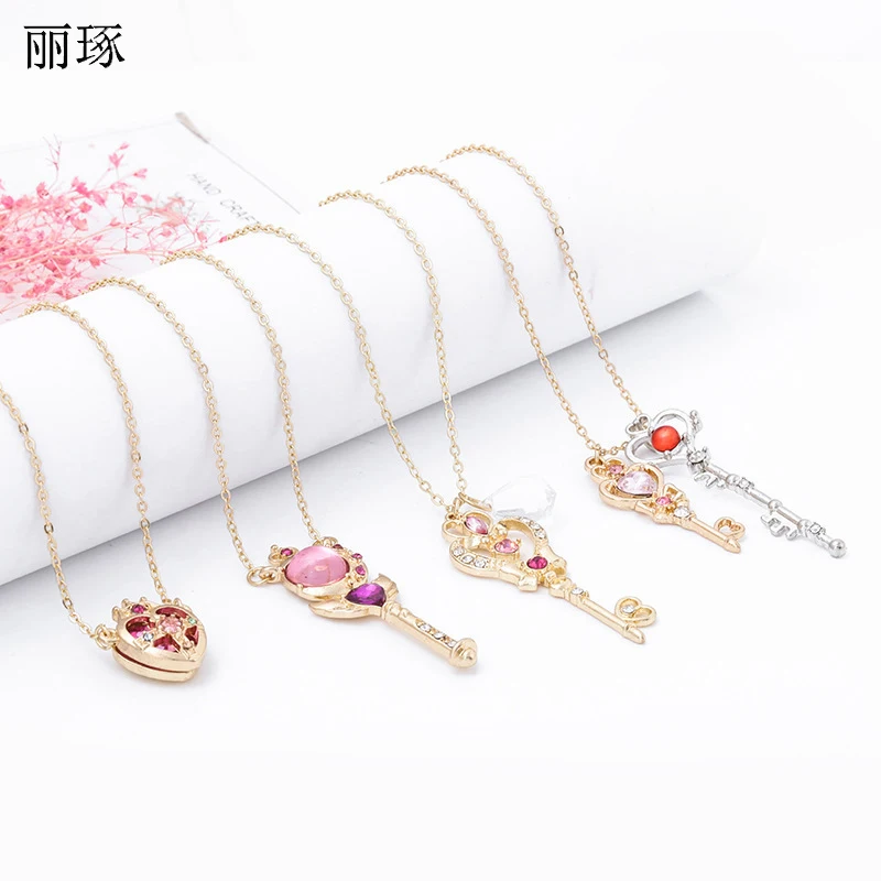 Japanese Sailor Moon Necklace Female Time Gem Scepter Key Crown Crystal Zircon Copper Alloy Ornament | Украшения и аксессуары