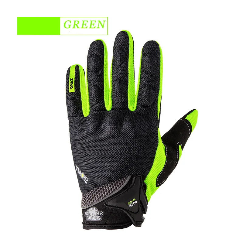 Мужские мотоциклетные перчатки/женские перчатки для мотокросса полный палец Guantes Gant мото-перчатки для езды на мотоциклах летние зеленые черные оранжевые - Цвет: Green