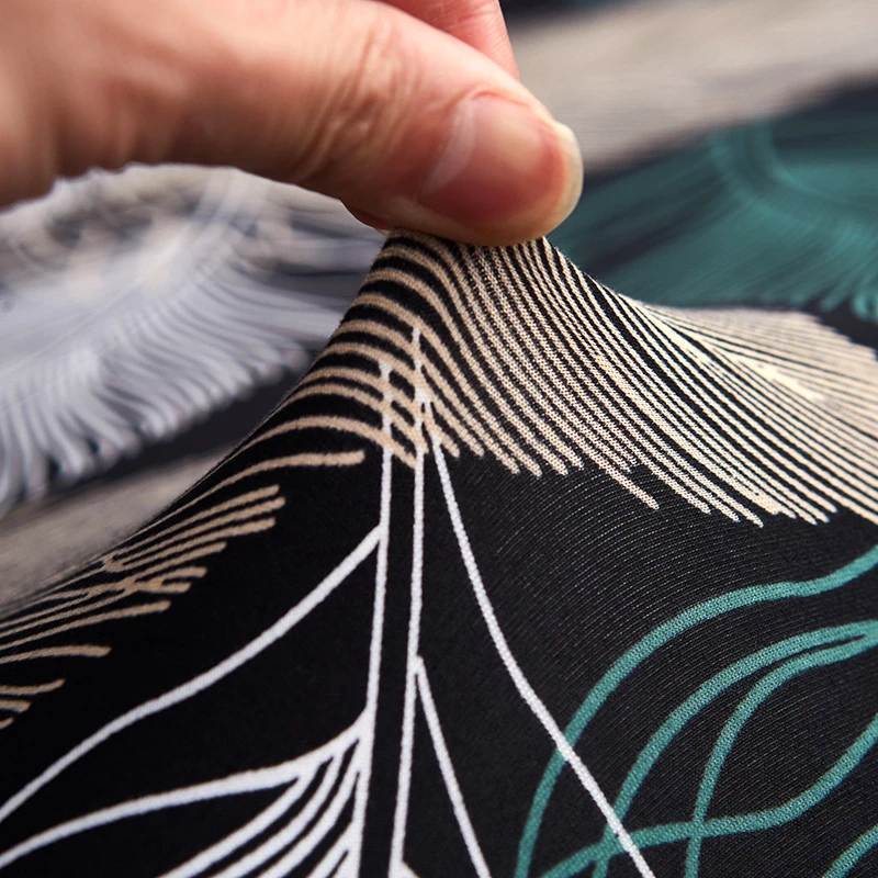 Эластичный чехол для дивана с рисунком перьев Плотная пленка нескользящий