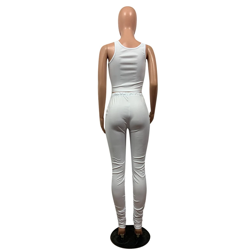 

Cutubly Sexy Hollow Out Pencil Pants Sets Solid Lace Up Tank Top Women Sets Party Night Club Skinny Women Two Piece Set
