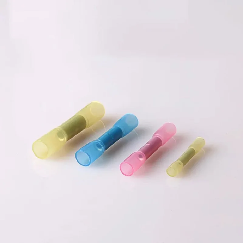 

50PCS Heat Shrink Butt Terminals Insulated Electrical Wire Connectors Nylon Brass Terminal BHT1.25 2 5 0.5 AWG22-16 16-14 12-10