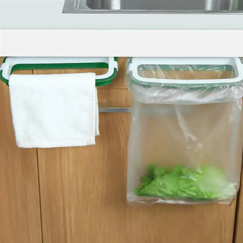 

Garbage Bag Storage Rack Plastic Over the Door Cabinet Trash Bags Storage Holder Multifunction Kitchen Storage Shelf Rack
