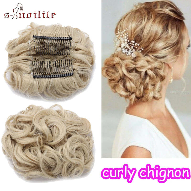 S-noilite кудрявые шиньон Updo волосы булочки два пластиковых расчески клип в