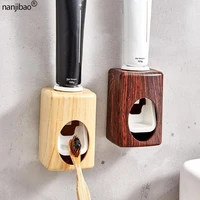 nanjibao automatic toothpaste dispenser creative wood dust proof wall mount toothpaste squeezers no punch bathroom accessories