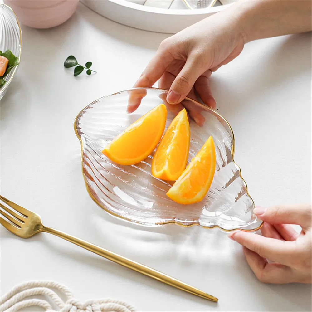 Креативная стеклянная тарелка со звездным корпусом золотистая прозрачная для