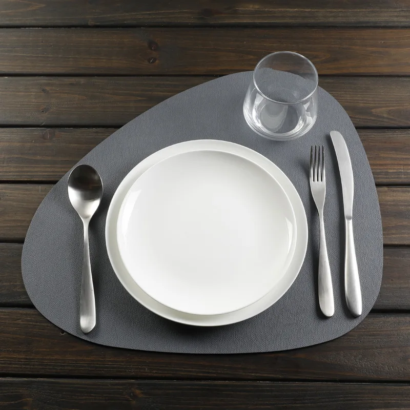 Placemat Table Mat Tableware Pad PU Leather Waterproof Heat Insulation Non-Slip Soft Black Brown Washable Bowl Coaster | Дом и сад