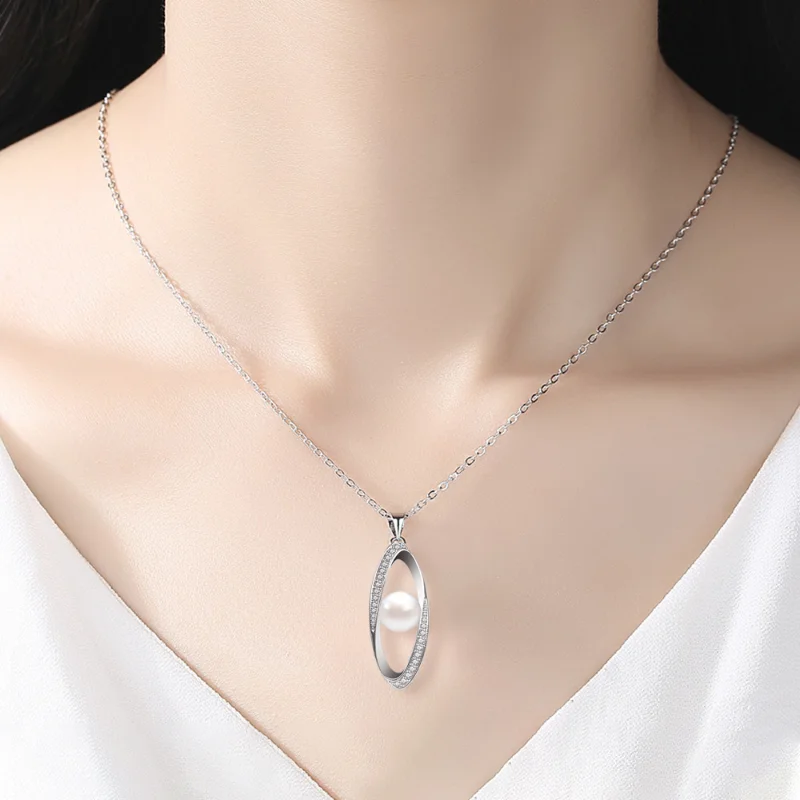 

SODROV Sterling Silver 925 Eye Pendant Necklace Pearl Necklace for Women 925 Sterling Silver Pearl Necklace