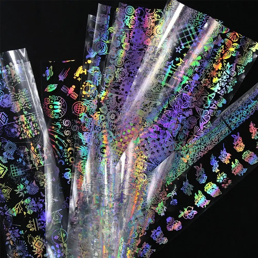4*100cm/Roll new Holographic Nail Foil Flame Dandelion Art Transfer Sticker Water Slide Decals | Красота и здоровье