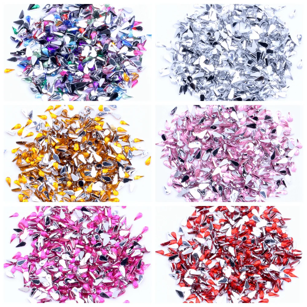 2*4 мм маленькие акриловые каплевидные Кристаллы без горячей фиксации Стразы с