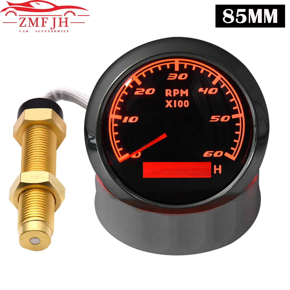 

85mm Car Boat Tachometer Marine Tacho Meter Gauge with LCD Hourmeter 3000 4000 6000 7000 8000 RPM Boat Tachometer Toerenteller