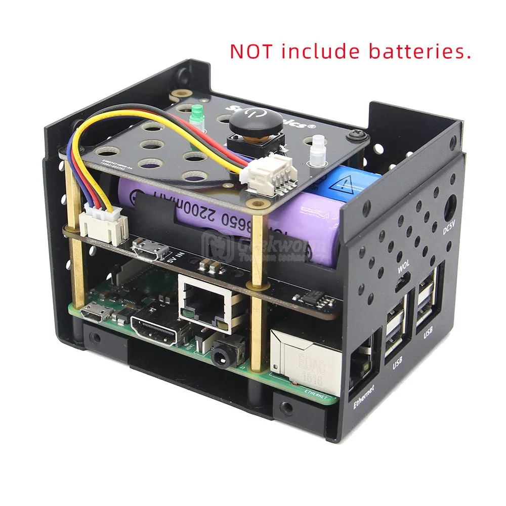 Raspberry Pi 3 Model B + X725 UPS шляпа Алюминий чехол Комплект (18650 Мощность Макс 5 1 V 8A Выход