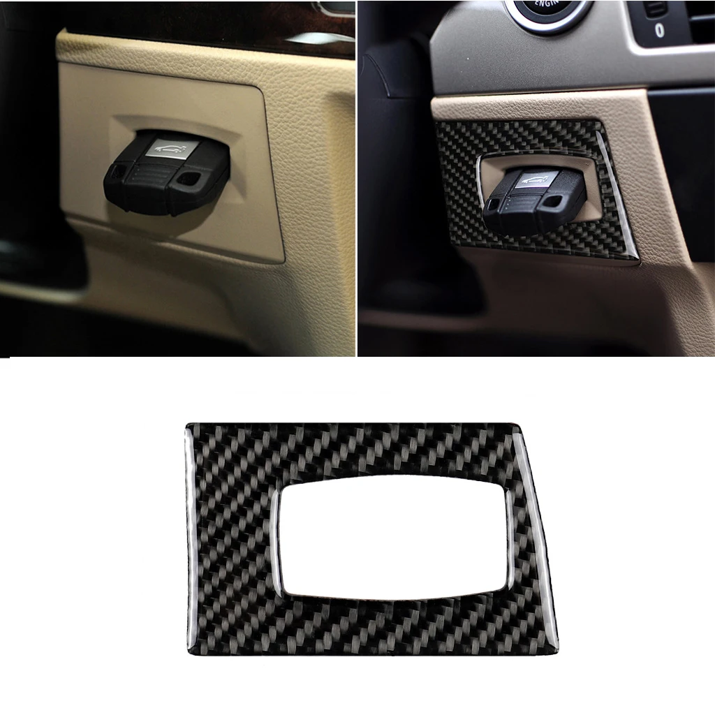 

10pcs Carbon Fiber Car Ignition Switch Key Hole Cover Interior Trim Stricker For BMW E90 E92 E93 3 Series 2005-13 Car part