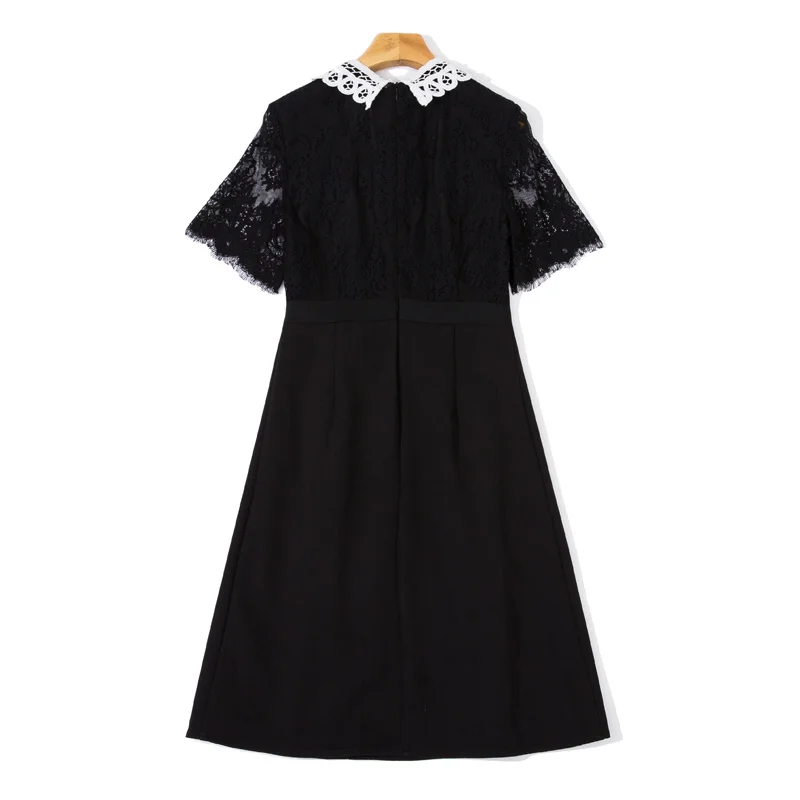 

Fashion Summer New Women'S Casual Dress Holiday Party Dazzling Beaded Patchwork Lace Elegant Folds Midi Dress
