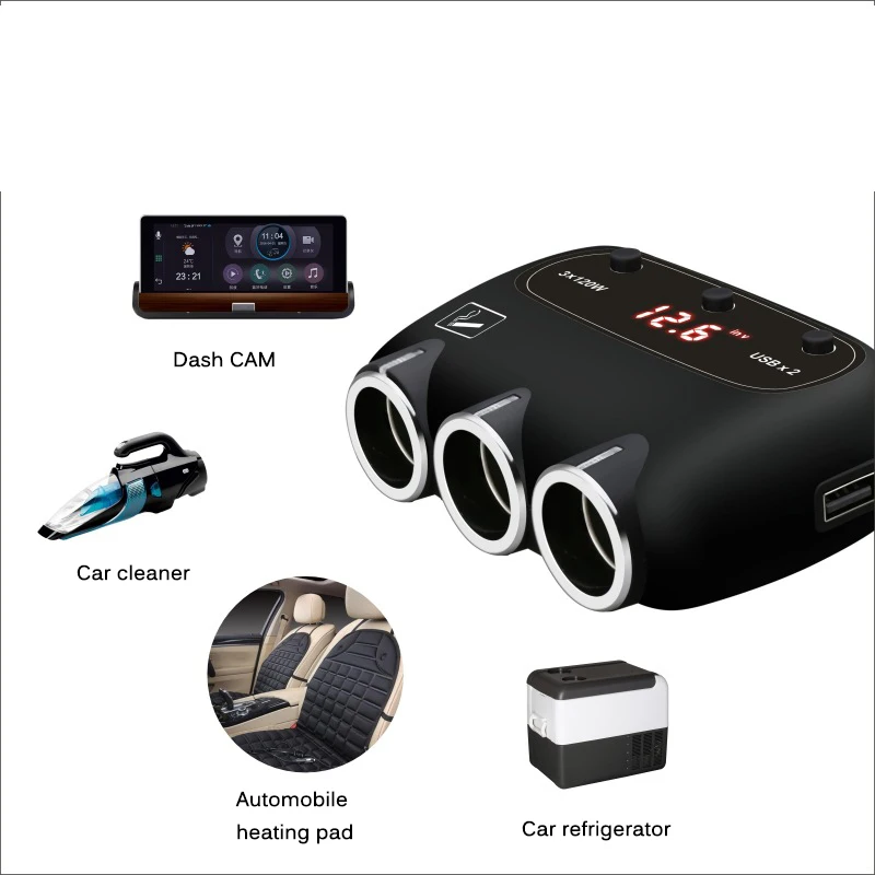 Onever адаптер для автомобильного прикуривателя 3 гнезда двойной Смарт USB
