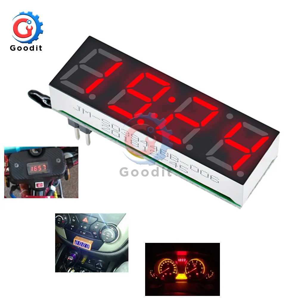 

1pcs 3 In 1 LED Digital Tube Clock Temperature Voltage Module Time Thermometer Voltmeter Time Meter Board DC 5V-30V Red R8025
