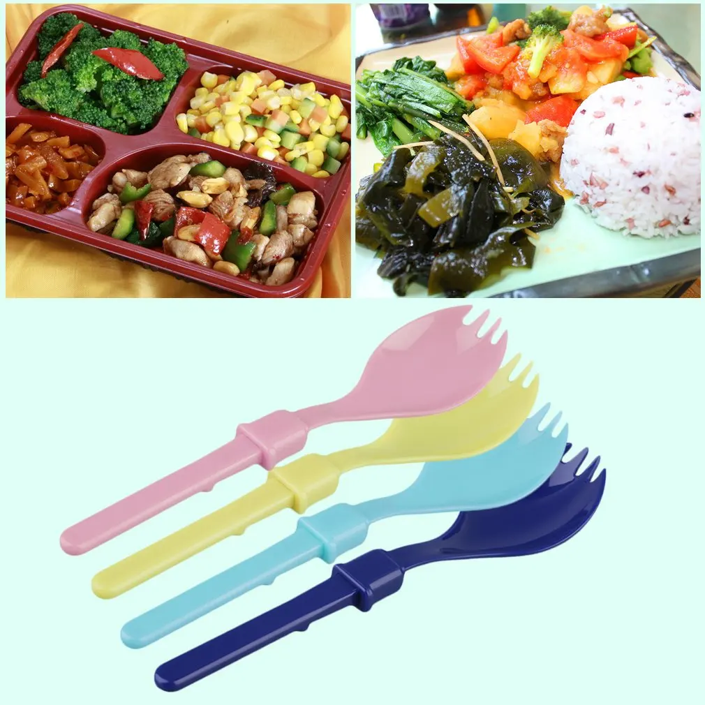 Новый милый Кемпинг Пешие прогулки Пикник складной Spork пластиковая ложка с Чехол