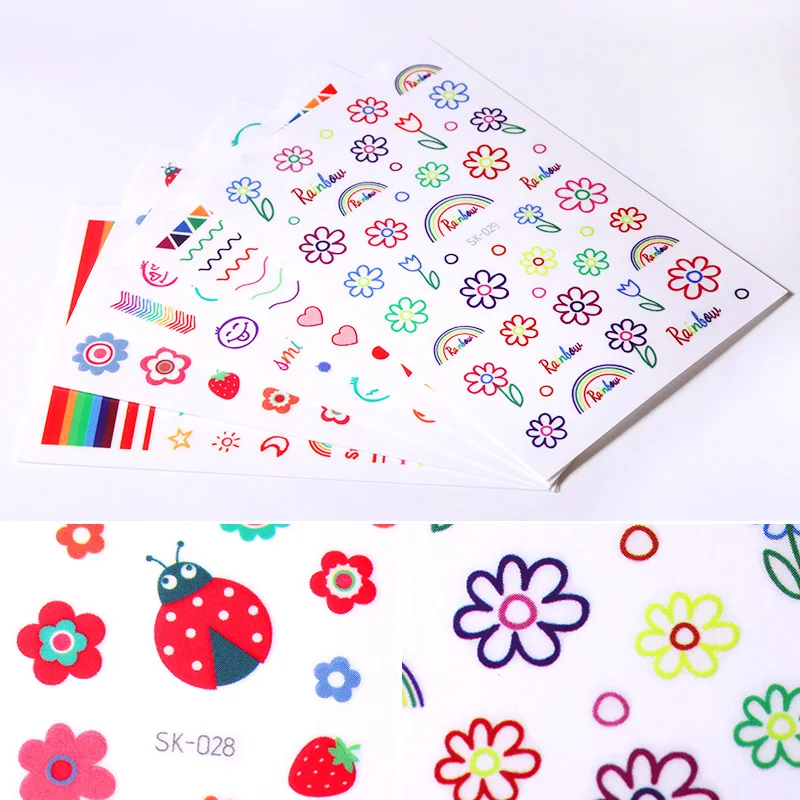 1 лист наклейки для ногтей цветные смешанные узоры переводные инструменты