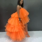 Очень Пышное Тюлевое платье Hi Low для выпускного вечера, коктейльное официальное платье, шикарная оранжевая юбка, праздничная одежда, Пышное Бальное Платье