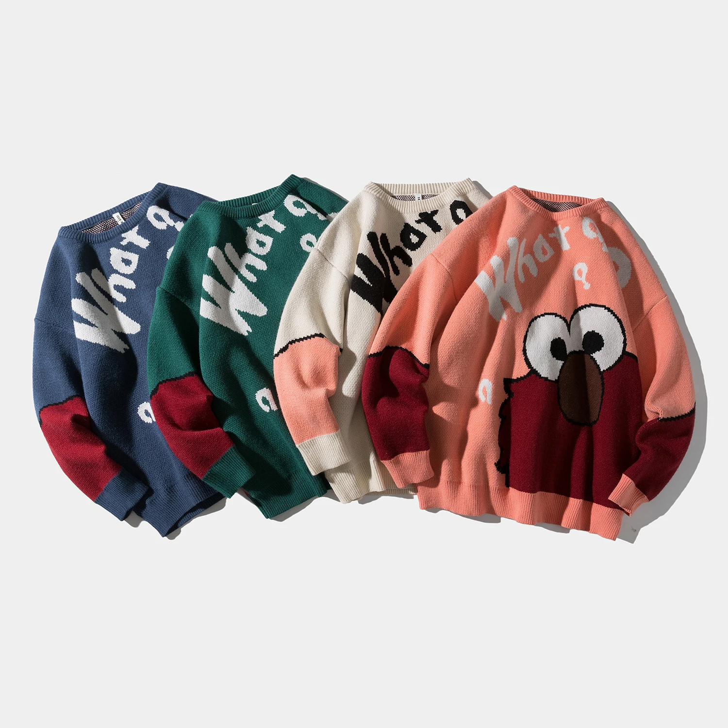 

Knitted Sweaters Men Loose Fashion Cartoon Knitted Men Cotton Sweater Couple Casual Long Sleeve Turtleneck Knitwear Sweater