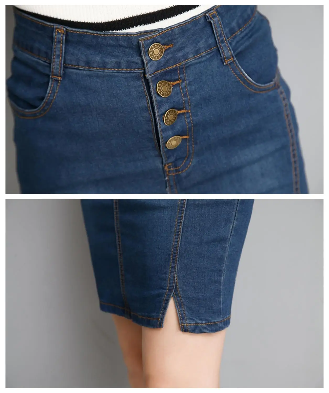 

Denim skirts women summer casual high waist button split Jeans skirts ladies fashion bodycon pencil skirts
