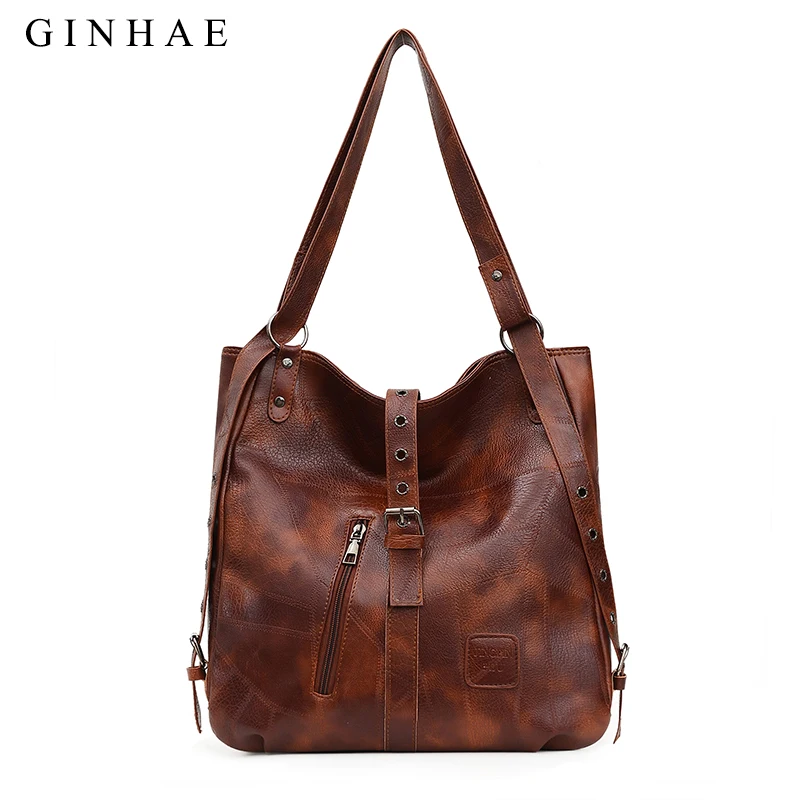 

Vintage Women Leather Handbag Simple Style Crossbody Shoulder Bag Tote For Girls Luxury Retro Solid Designer Messenger Tote Bags