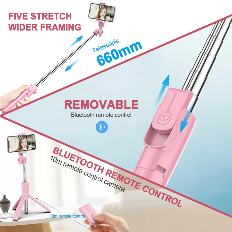 Беспроводной Bluetooth селфи палка LED кольцо свет живой Штатив для iPhone 11 Pro 7 8 складной