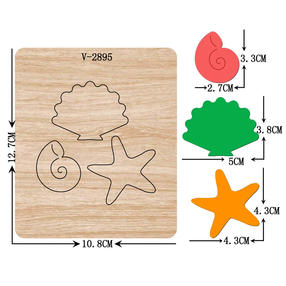 

New Snail and starfish wooden dies cutting dies for scrapbooking Multiple sizes V-2895