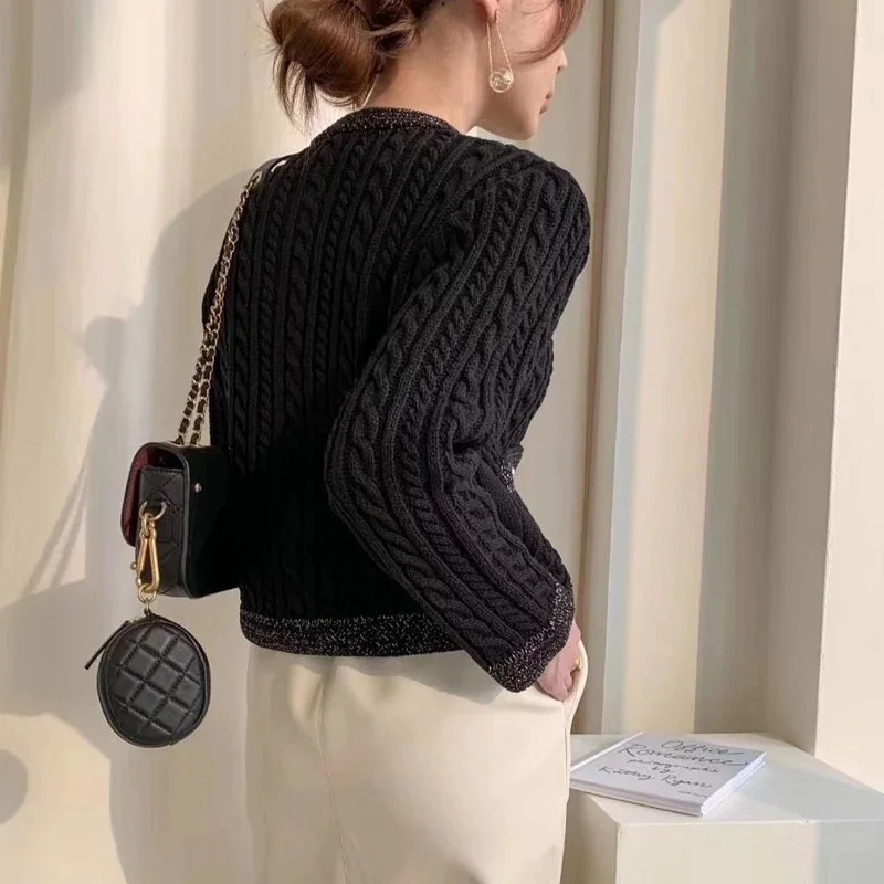 

Elegant Women Clothing O-neck Knitted Cardigans Single-breasted Slim Twisted Sweater Female Autumn winter O-neck Outwear Tops