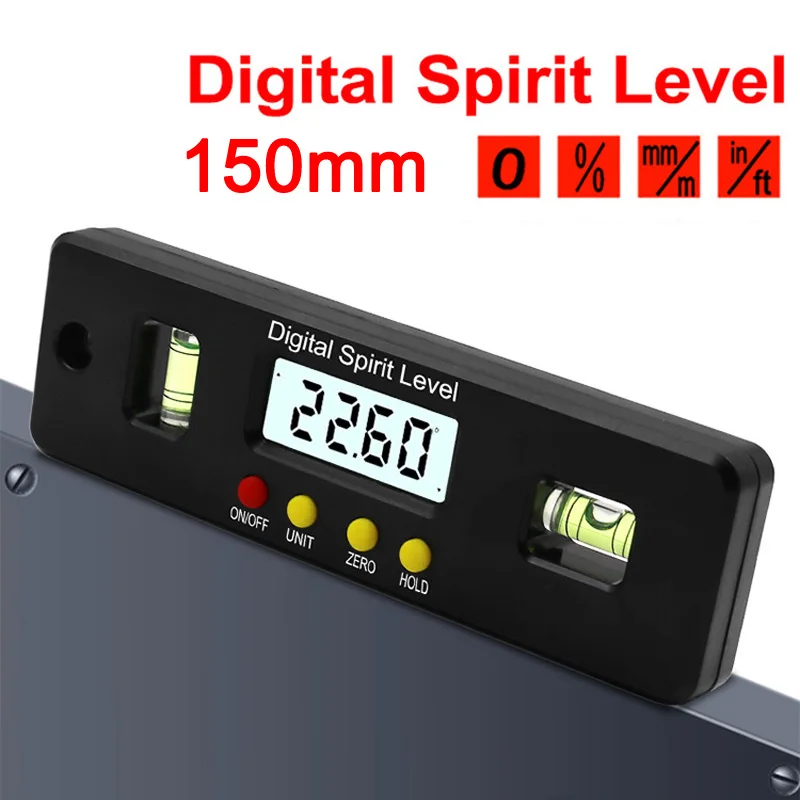 Цифровой спиртовой уровень угломер 150 мм 6 дюймов Клинометр электронный с