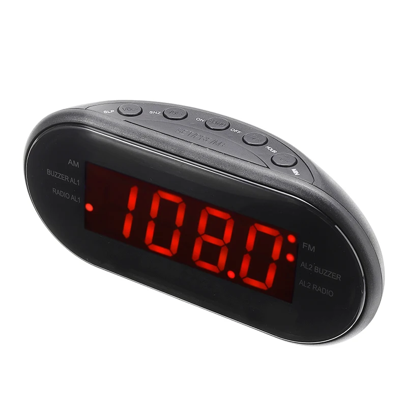 СВЕТОДИОДНЫЙ черный электронный таймер FM/AM радио цифровой будильник 24 часа