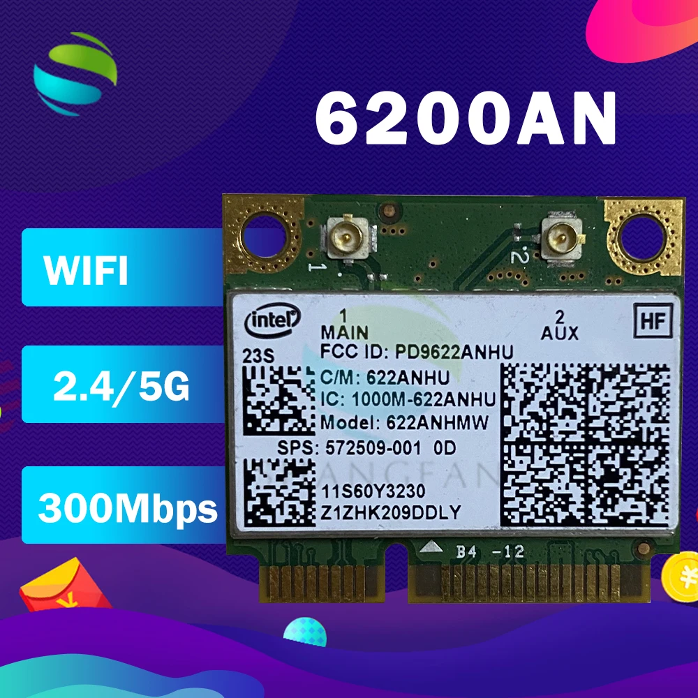 Intel Advanced-N 6200 6200AN 622AN 622ANHMW 6200AGN Half Mini PCIe 300M WLAN-карта SPS:572509-001 для ноутбука hp |