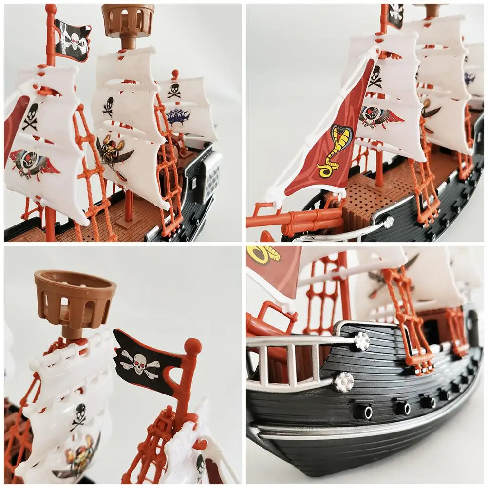 Juguete de Barco Pirata para ni&ntilde;os, adornos de decoraci&oacute;n del hogar, modelo de Barco Pirata duradero de seguridad para ni&ntilde;os-1