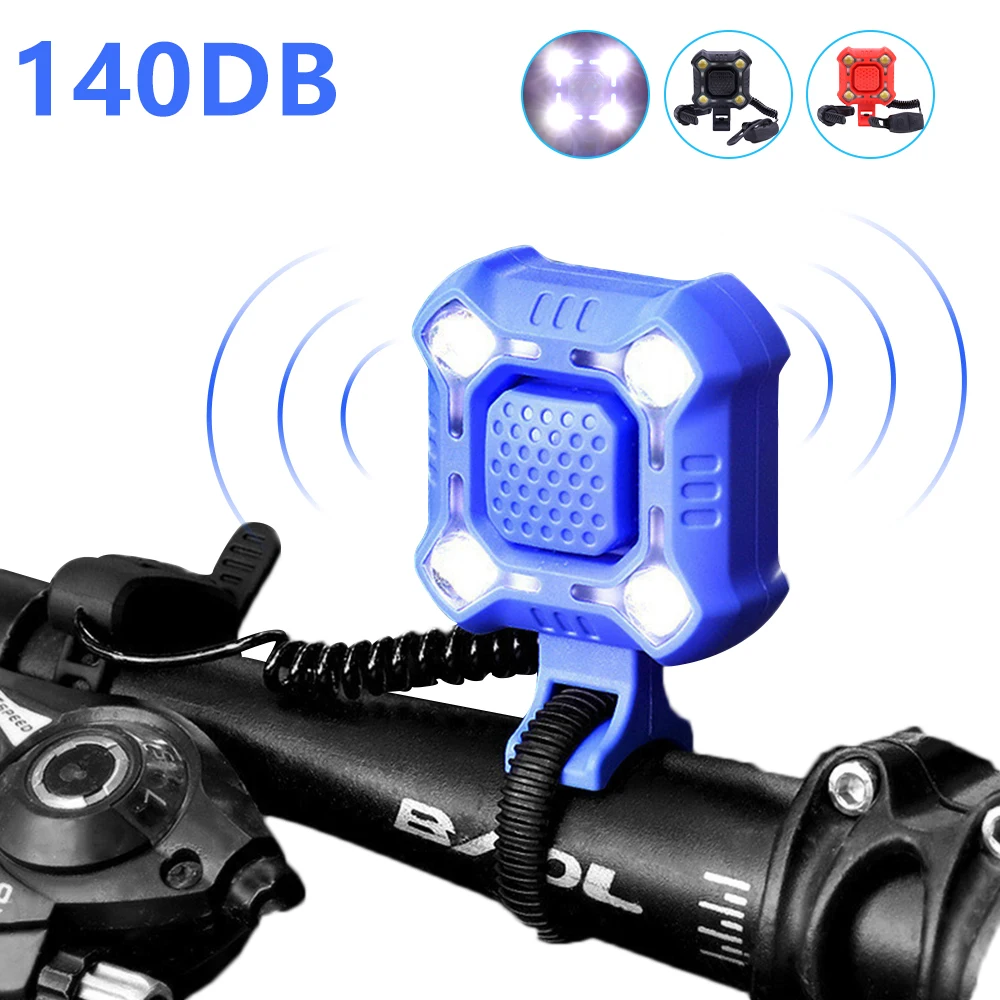 

2In1 140dB Bicycle Bell 4 Lamp Bike Light 1200mAh Electric Horn Headlight Waterproof USB Charging Loud Alarm Security Bike Bell