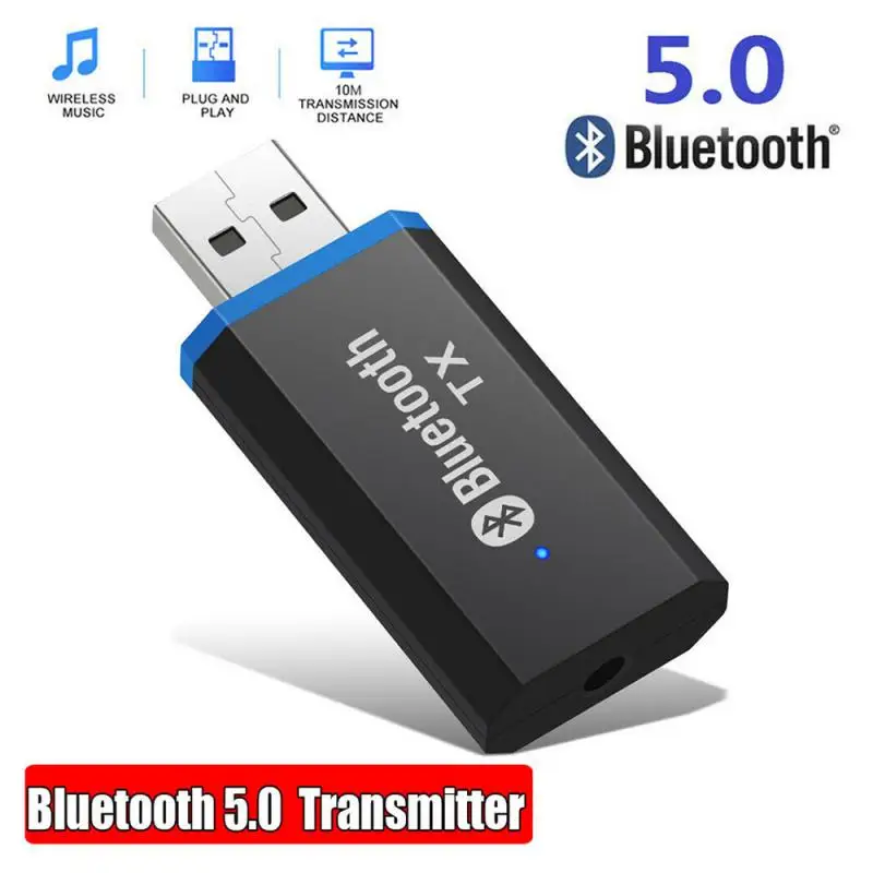 

Portable USB Bluetooth-compatible 5.0 Dongle Transmitter Receiver 3.5mm AUX Adapter For TV PC Home Stereo Car HIFI Audio