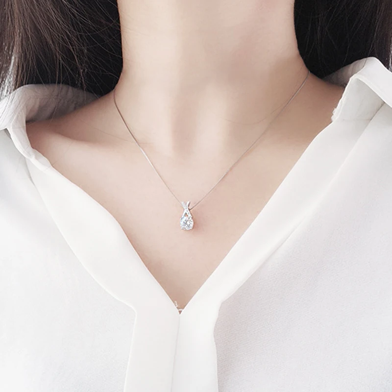 ONEVAN Trendy 925 Sterling Silver AAA Zircon Fine Jewelry Geometric Strip Pendant Necklaces Simple Gift For Women NK023 |