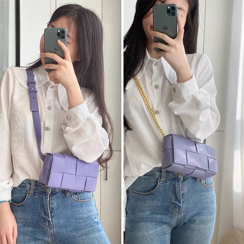 

2021 New Niche Woven Waist Bag, One-Shoulder Chain Diagonal Female Bag, All-Match Leather Female Bag Shoulder Bag