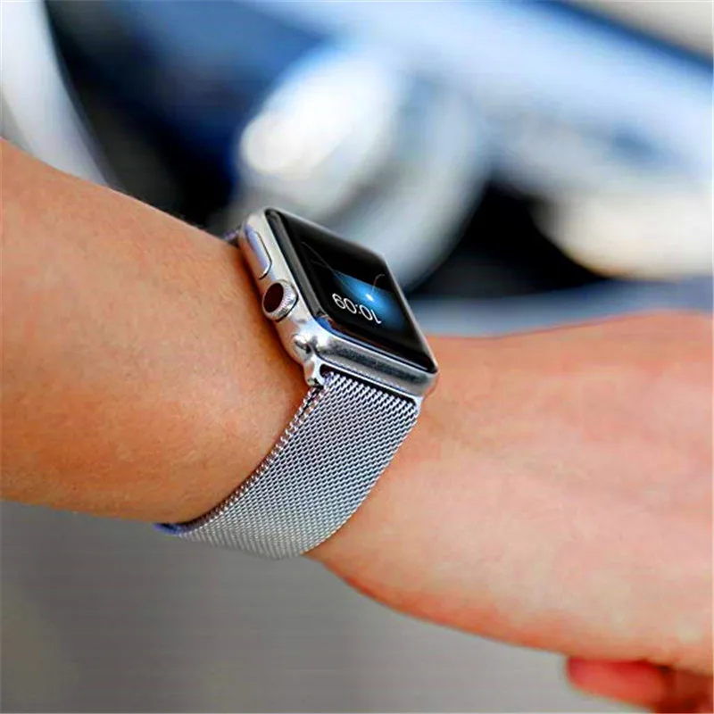 Ремешок для часов, Миланская петля, ремешок для Apple Watch 42/44/40/38 мм Нержавеющая сталь ссылка наручный браслет для наручных часов iwatch, 5/4/3/2/1 мессенджер через плечо на магнитной застежке