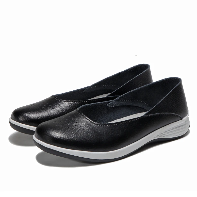

Autumn Women shoes Leather Loafers Cutout Ballet Flats Shoes Female Flat Nursing Shoes Woman Slip On Loafers Slipony