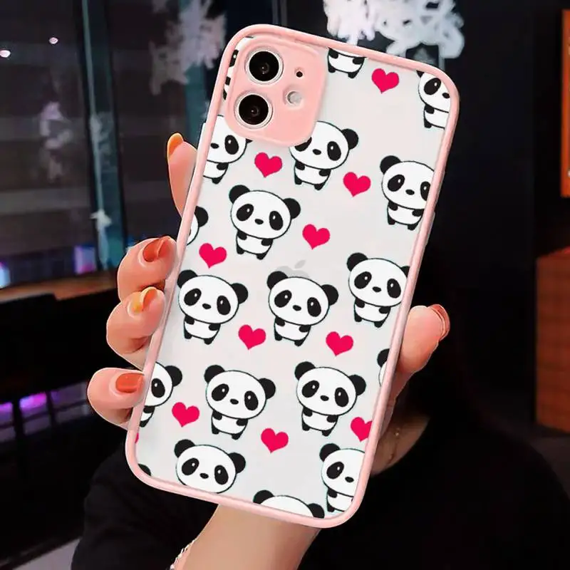 

panda Cute art mosaic painting Phone Cases Matte Transparent for iPhone 7 8 11 12 s mini pro X XS XR MAX Plus cover funda
