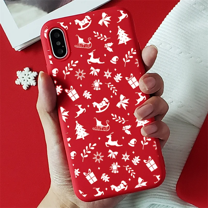 Красный матовый Рождественский Мягкий ТПУ чехол s для iPhone 7 8 6 6S Plus 10 11 Pro XS Max X XR XS чехол для iPhone 7 Plus чехол для телефона - Цвет: ktduobai